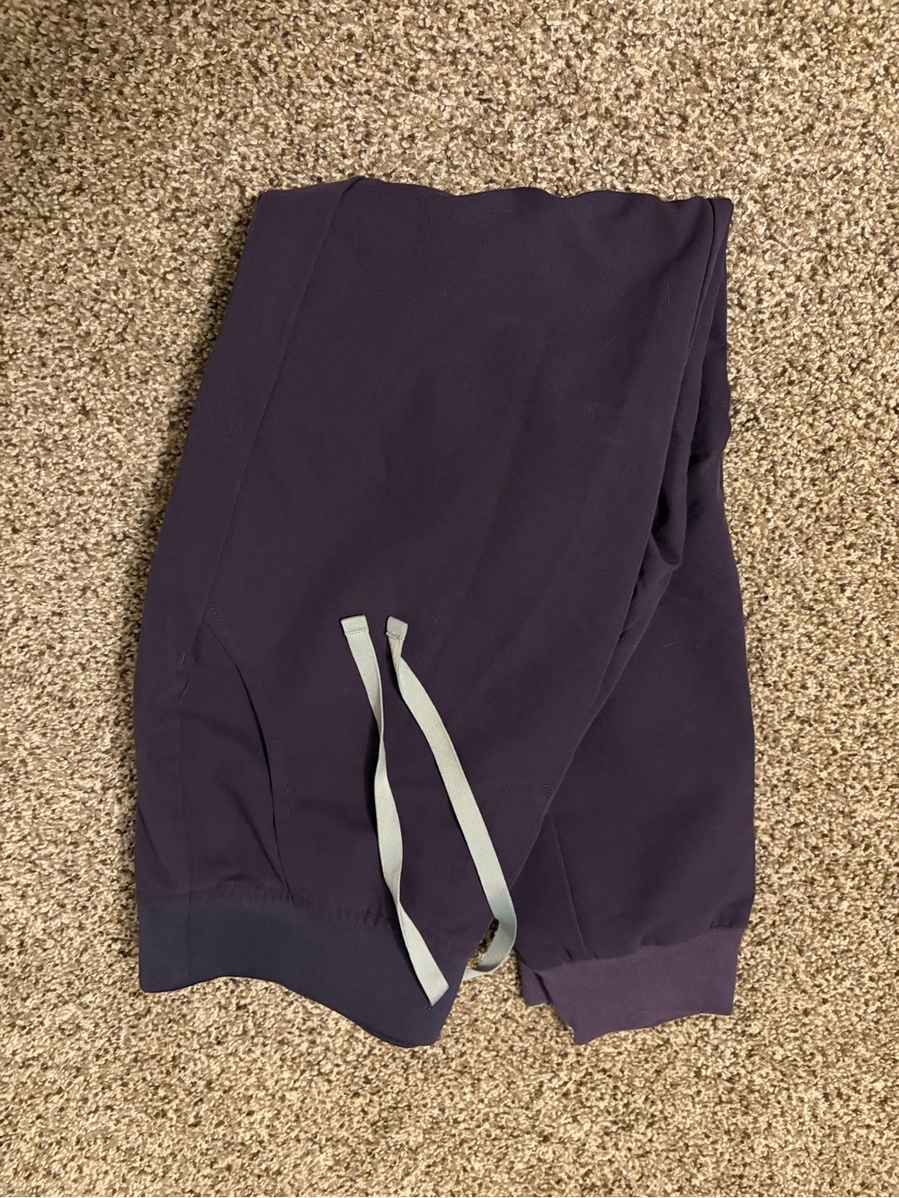 Figs Dark Purple Joggers with Light Gray Drawstring